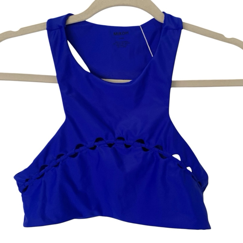 NWT Mikoh Blue Cut Out High Neck Bangkok Bikini Swim Summer Resort Bikini Top